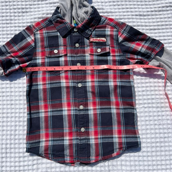 Greendog Flannel Shirt with Gray Hoodie and Long Sleeves - Picture 12 of 14